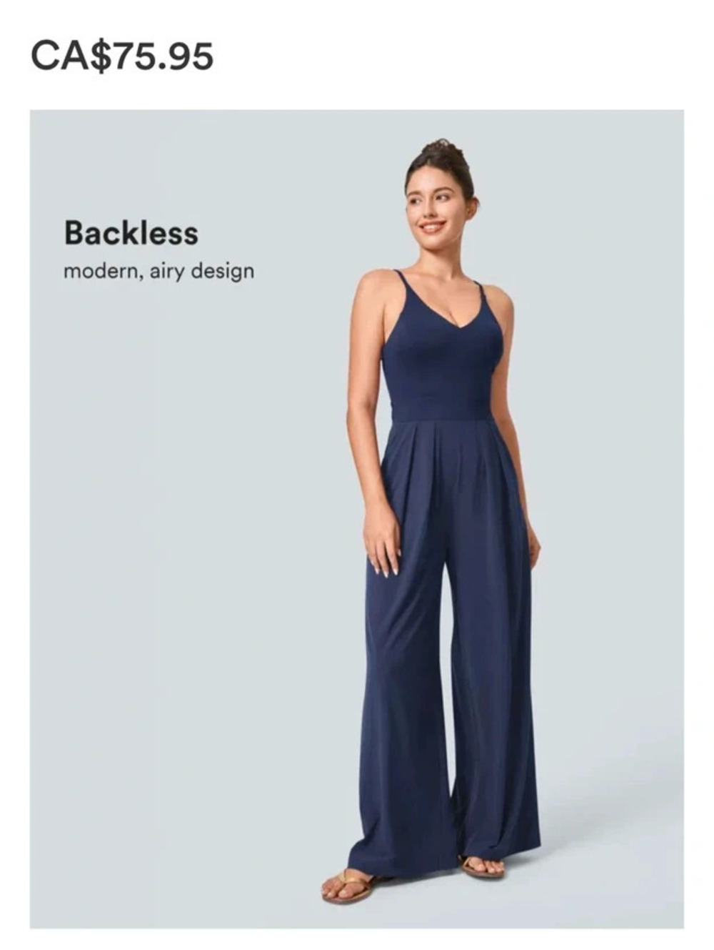 Halara Breezeful Backless Wide-Leg Jumpsuit NWT size L